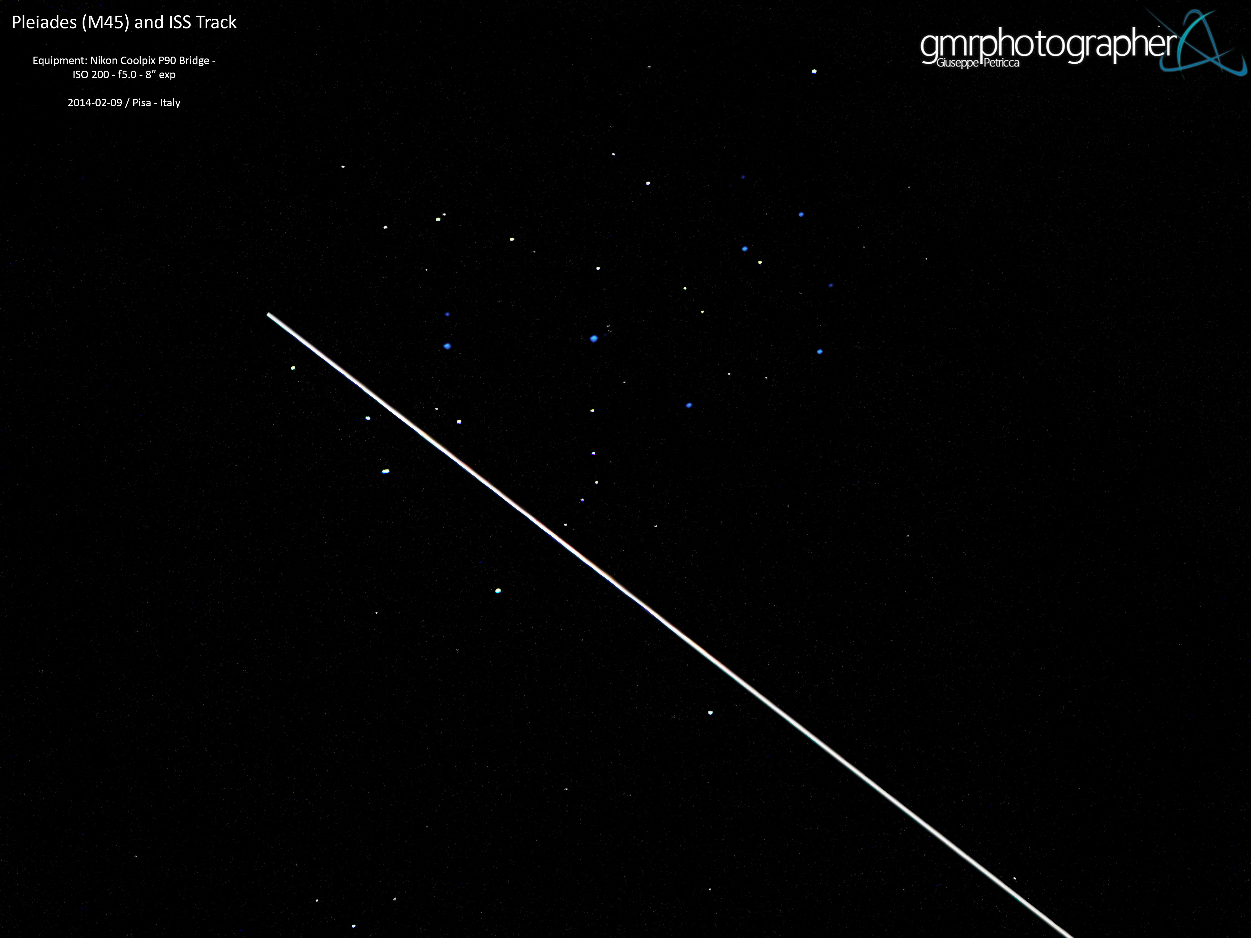 Space Station Streaks Across Pleiades Star Cluster in Striking Amateur Photo